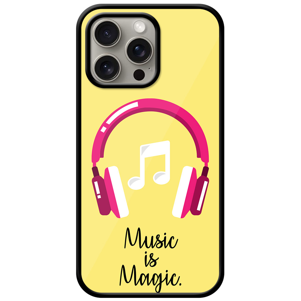Music Is Magic Headphones Vector Illustration Metal TPU Printed Case