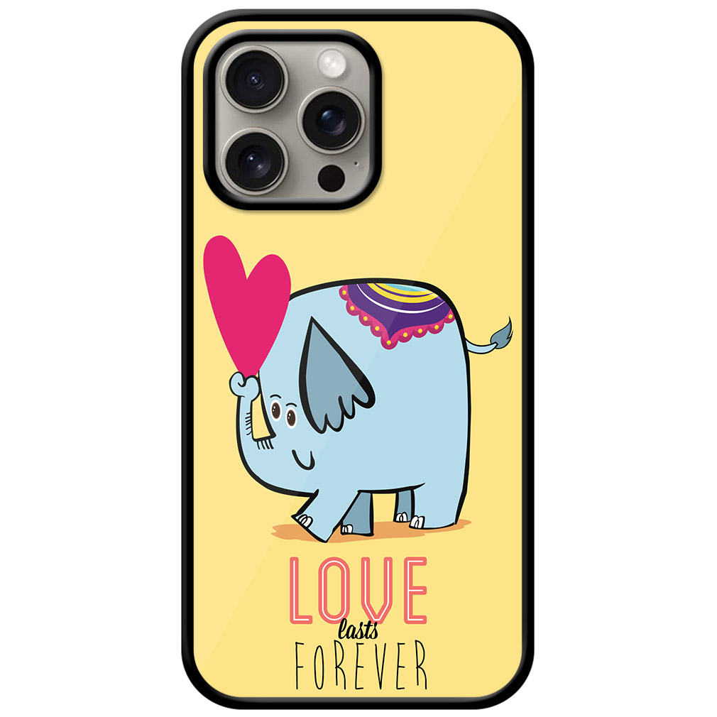 Love Forever Cartoon Elephant Design Metal TPU Printed Case