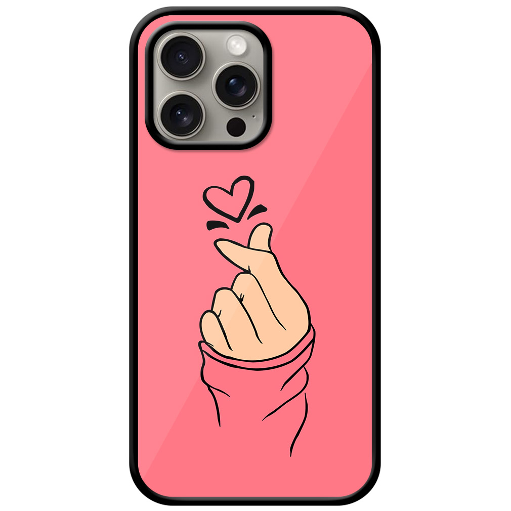 Korean Hand Love Symbol Design Metal TPU Printed Case