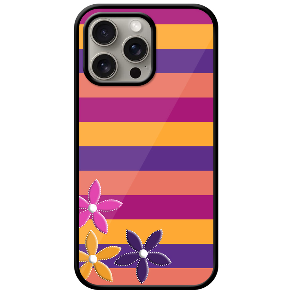 Flower Stripe Pattern Metal TPU Printed Case