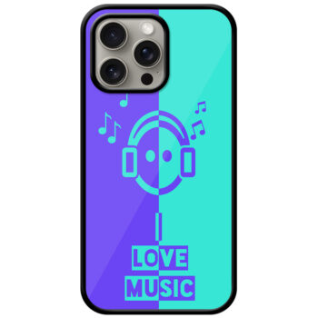 I Love Music Vector Design Metal TPU Printed Case