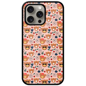 Charming Teddy Heart Pattern Metal TPU Printed Case
