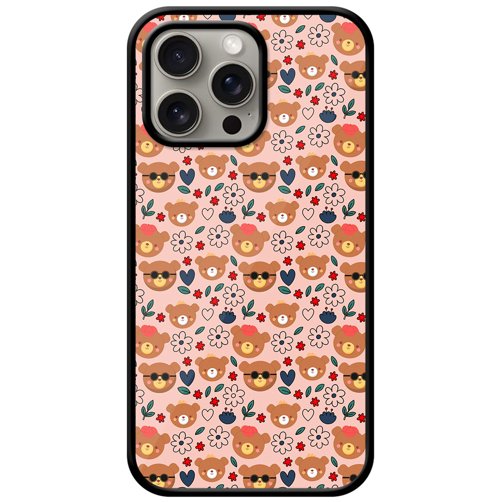 Charming Teddy Heart Pattern Metal TPU Printed Case