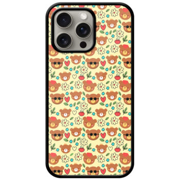 Charming Teddy Heart Pattern Metal TPU Printed Case