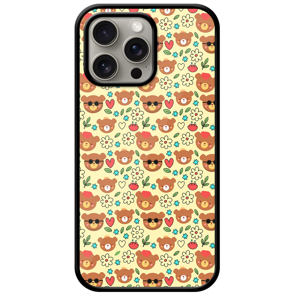 Charming Teddy Heart Pattern Metal TPU Printed Case