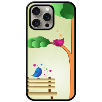 Cartoon Bird Couple Design Metal TPU Printed Case