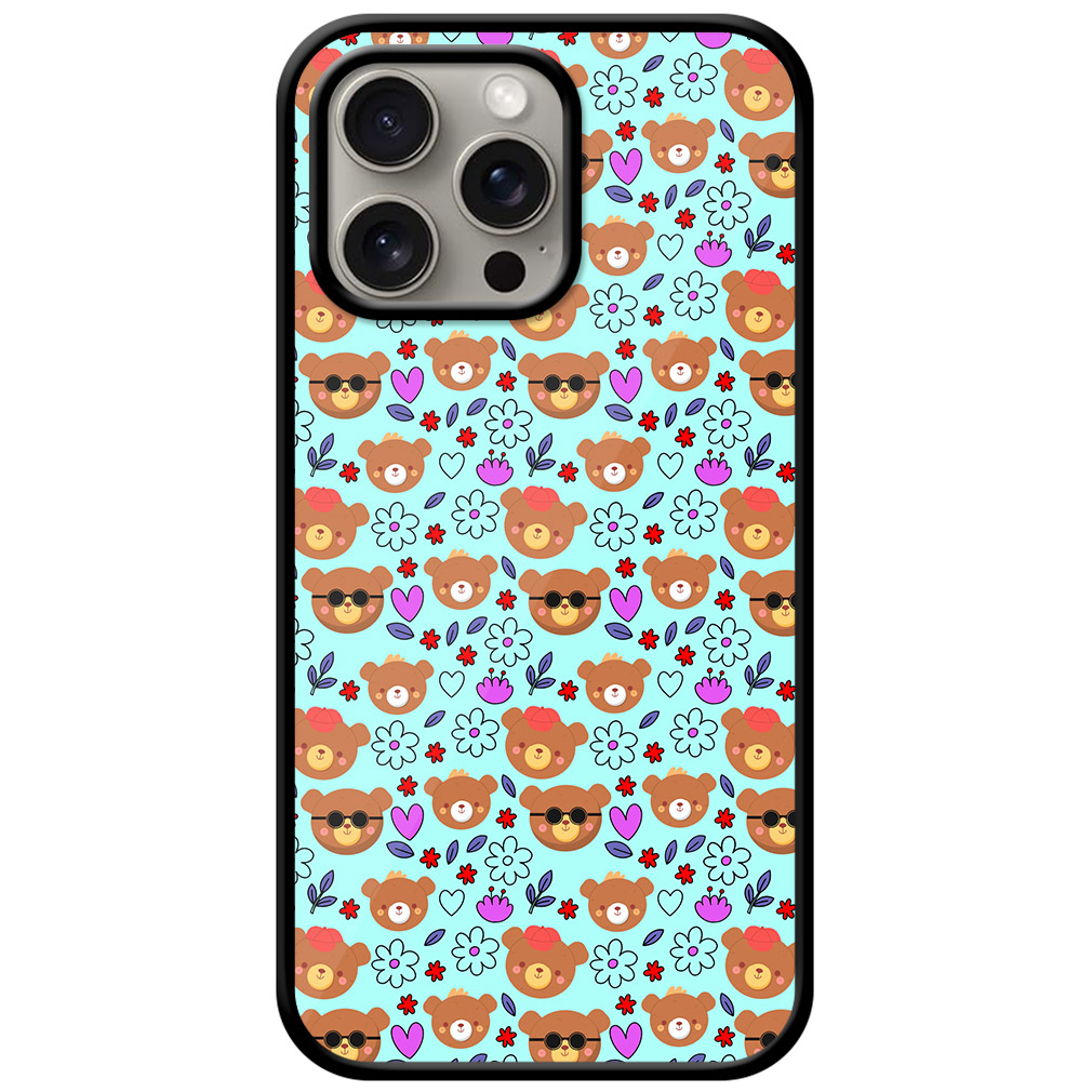 Charming Teddy Heart Pattern Metal TPU Printed Case
