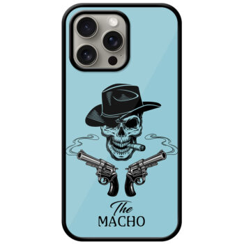 Macho Skull Smoking Cigar Illustration Metal TPU Printed Case