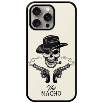 Macho Skull Smoking Cigar Illustration Metal TPU Printed Case