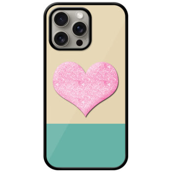 Cute Pink Glitter Heart Design Metal TPU Printed Case