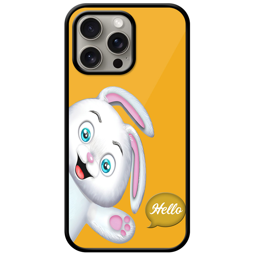 Cute Bunny Cartoon Illustration Metal TPU Printed Case