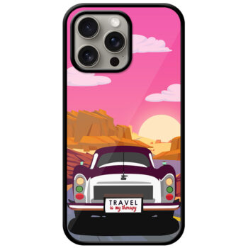Classic Car Sunset Graphic Illustration Metal TPU Printed Case