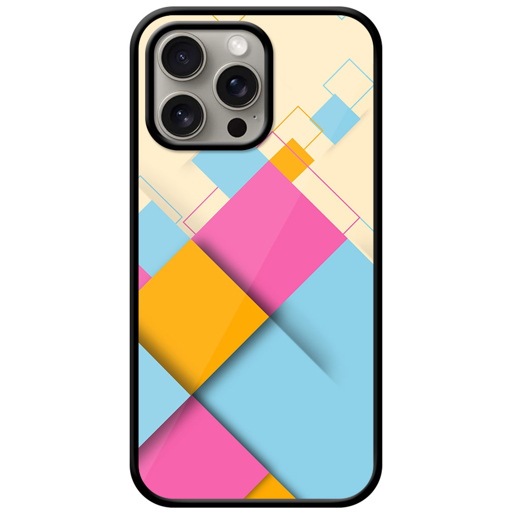 Geometric Square Pattern Metal TPU Printed Case