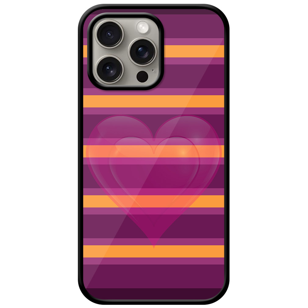 Dual Heart Horizontal Stripes Pattern Metal TPU Printed Case