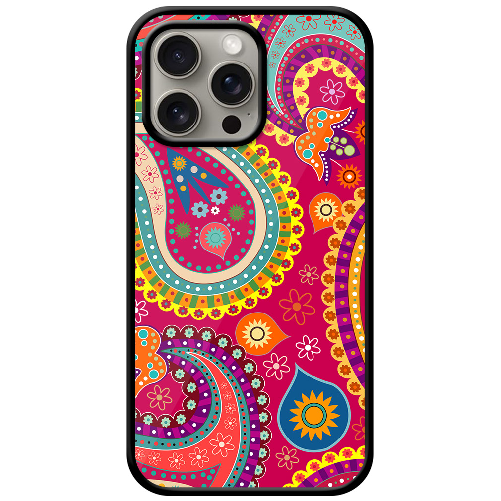 Seamless Paisley Floral Pattern Metal TPU Printed Case