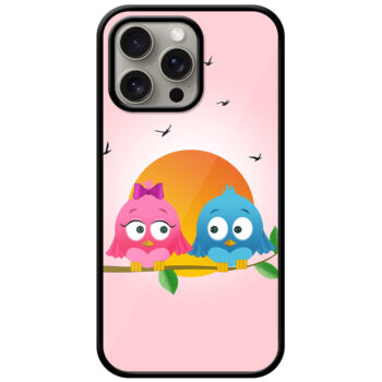 Sunset Bird Couple Graphic Illustration Metal TPU Printed Case