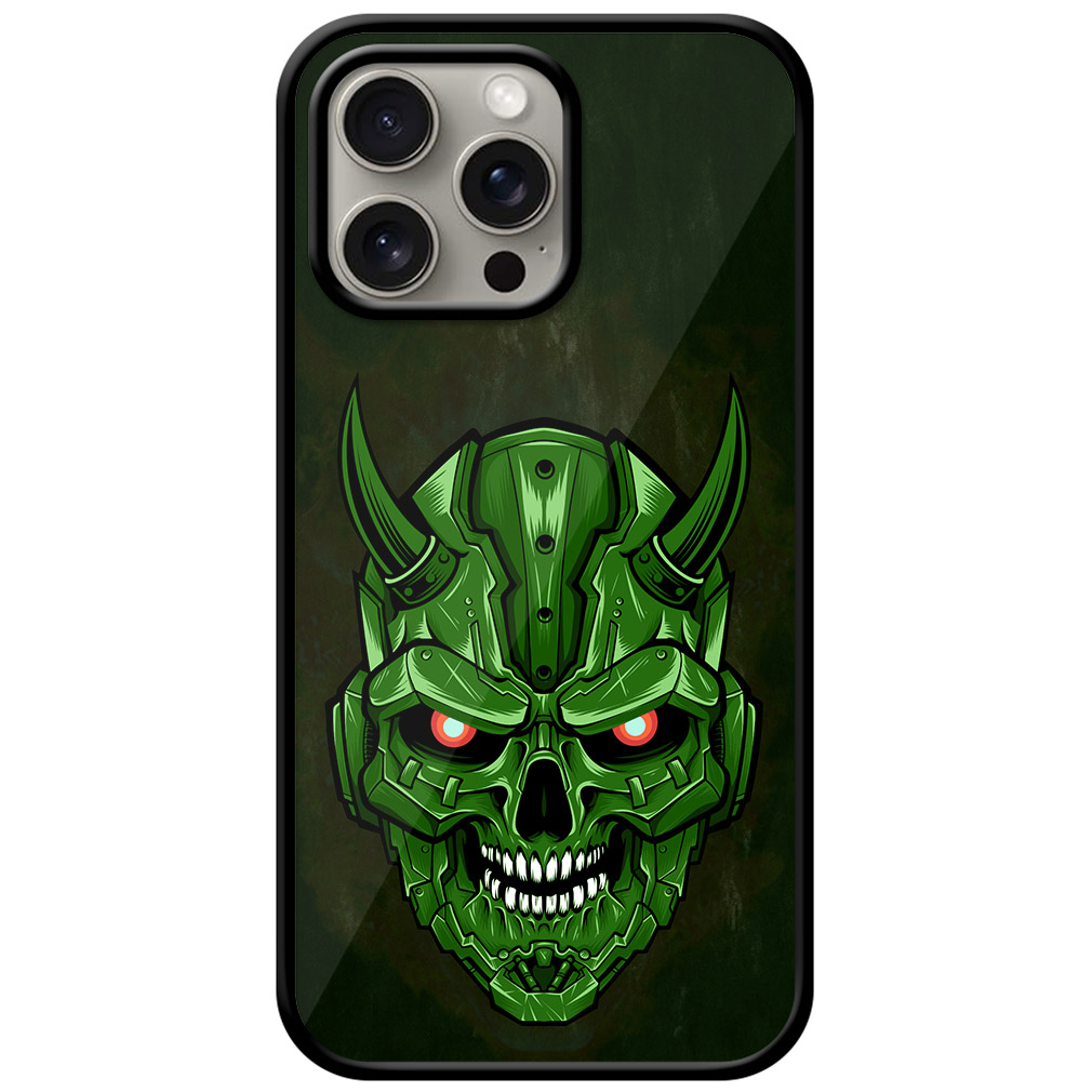 Evil Robotic Skull Illustration Metal TPU Printed Case