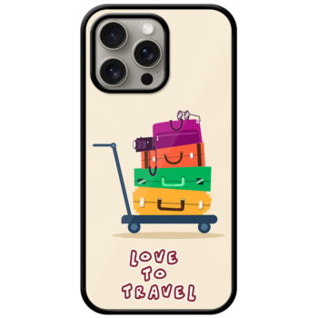 Love To Travel Luggage Trolly Vector Ilustration Metal TPU Printed Case