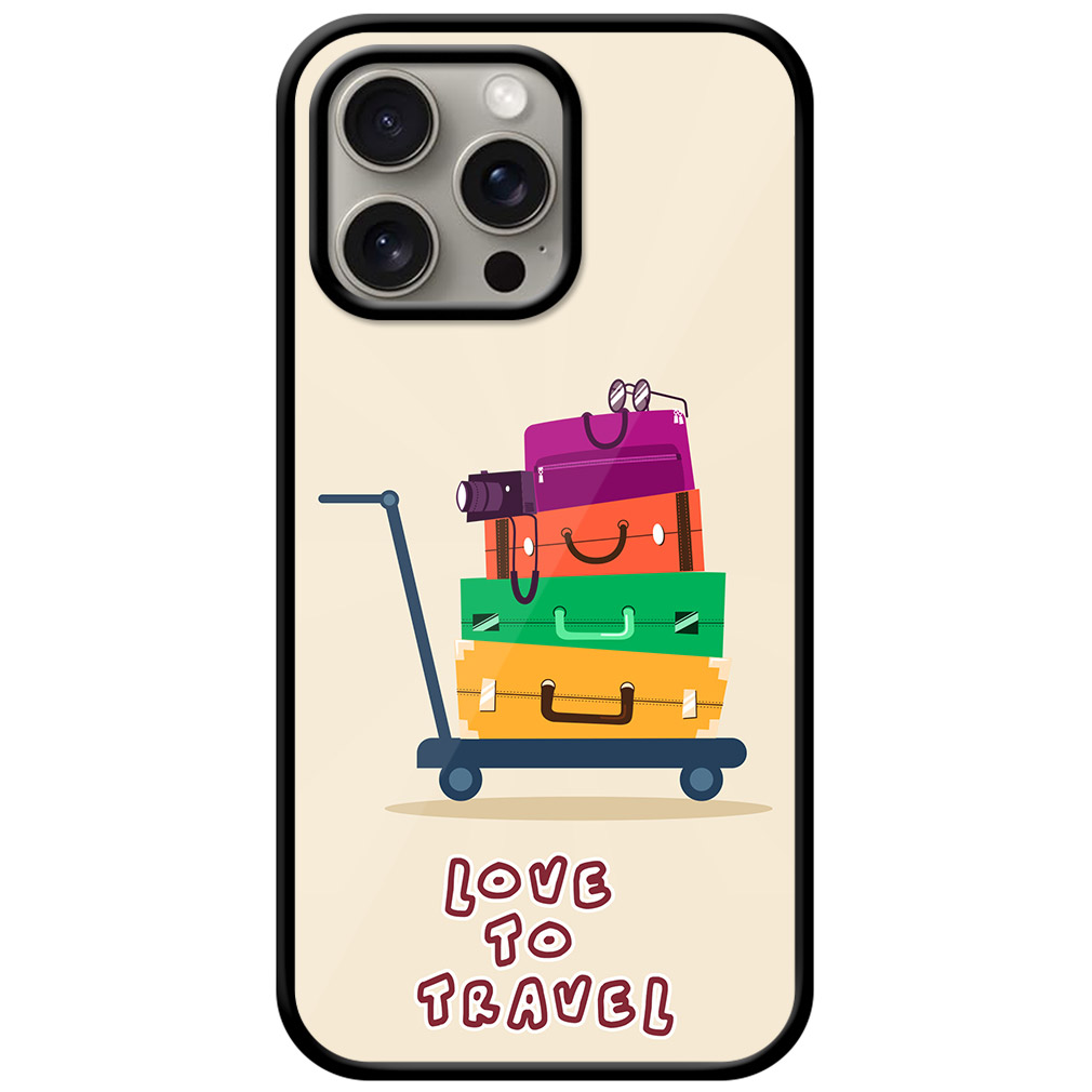 Love To Travel Luggage Trolly Vector Ilustration Metal TPU Printed Case