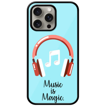Music Is Magic Headphones Vector Illustration Metal TPU Printed Case