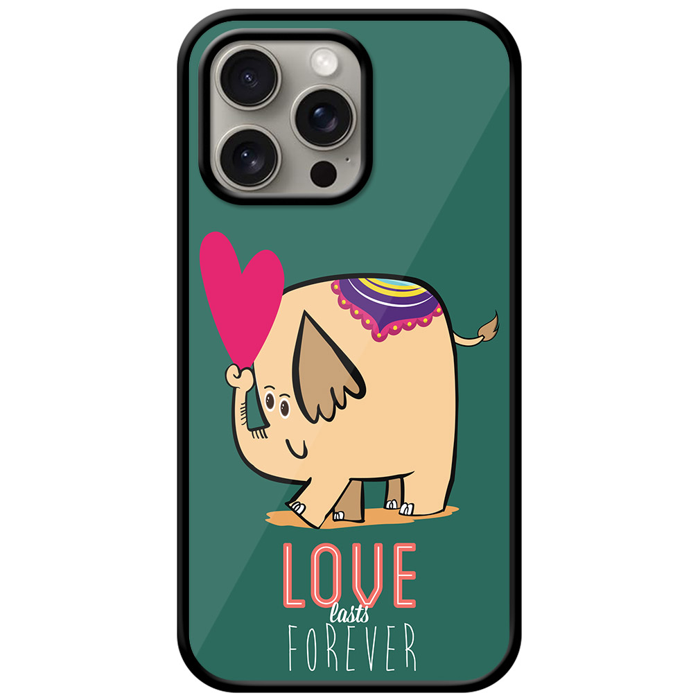 Love Forever Cartoon Elephant Design Metal TPU Printed Case