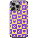 Heart Flower Checked Design Metal TPU Printed Case