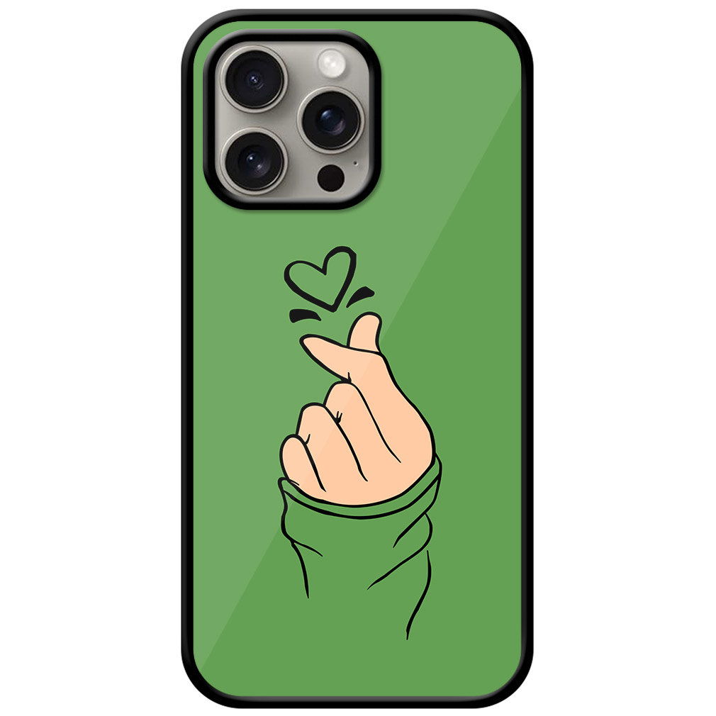 Korean Hand Love Symbol Design Metal TPU Printed Case