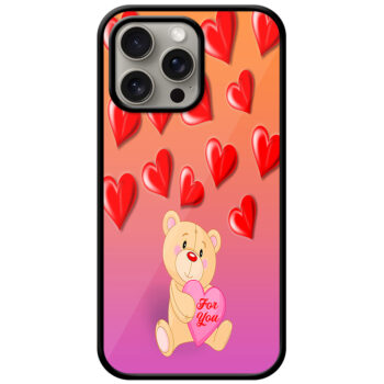 Cute Teddy Heart Pattern Metal TPU Printed Case