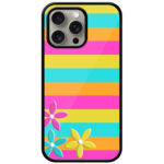 Flower Stripe Pattern Metal TPU Printed Case