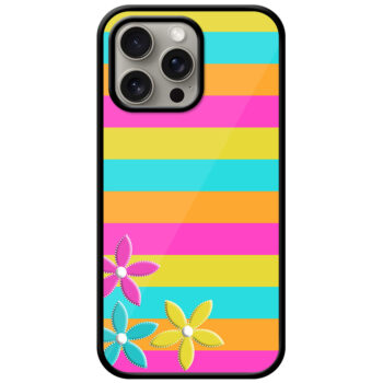 Flower Stripe Pattern Metal TPU Printed Case