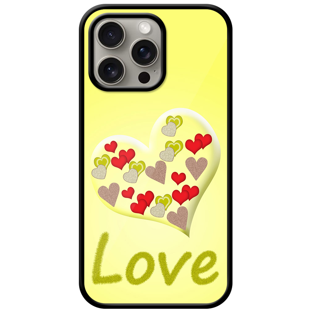 Love Multiheart Pattern Metal TPU Printed Case
