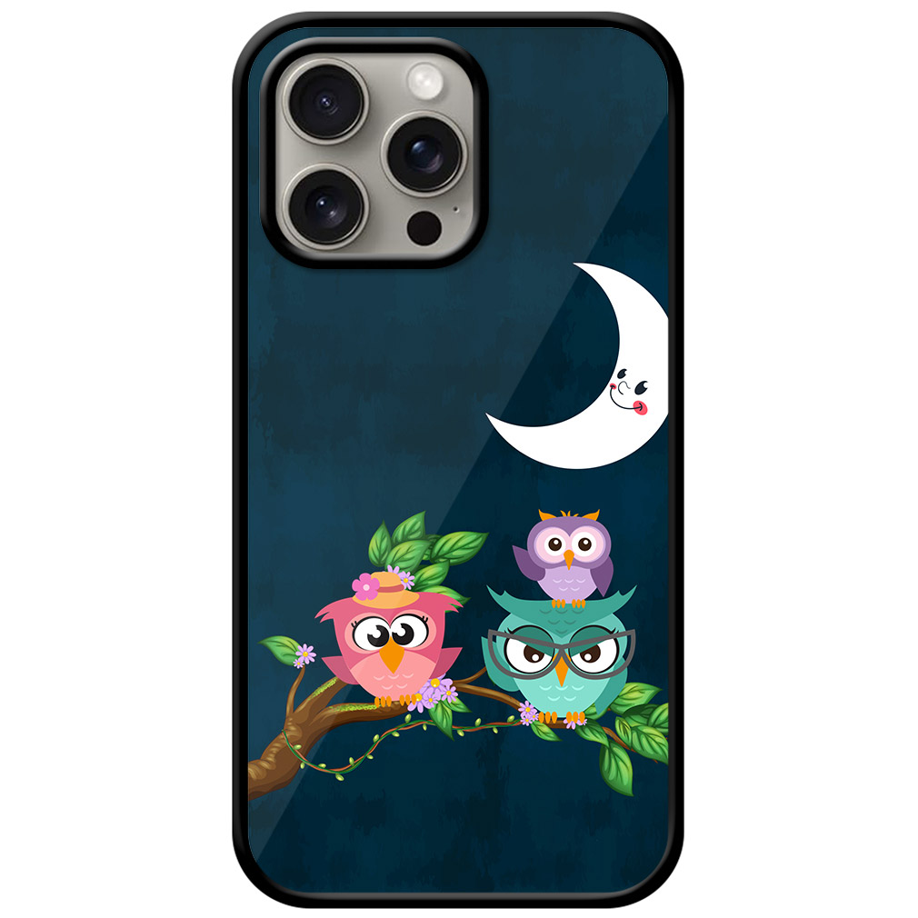 Funny Owl Family Design Metal TPU Printed Case
