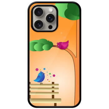 Cartoon Bird Couple Design Metal TPU Printed Case