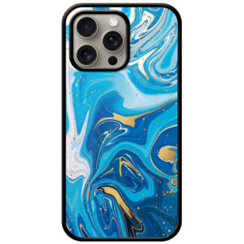 Aesthetic Blue Liquid Marble Artpiece Metal TPU Printed Case