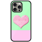 Cute Pink Glitter Heart Design Metal TPU Printed Case