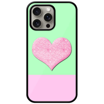 Cute Pink Glitter Heart Design Metal TPU Printed Case