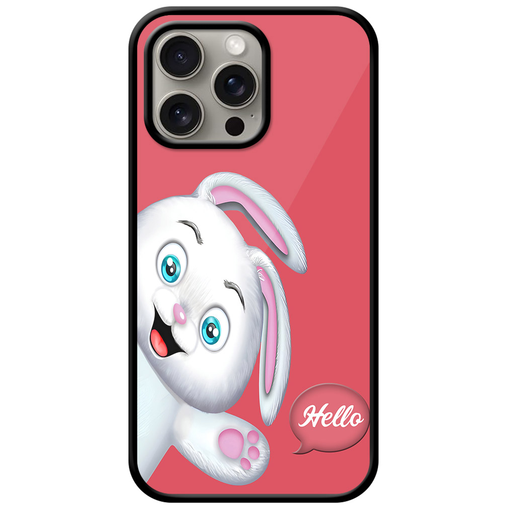 Cute Bunny Cartoon Illustration Metal TPU Printed Case