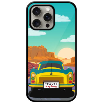 Classic Car Sunset Graphic Illustration Metal TPU Printed Case