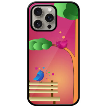 Cartoon Bird Couple Design Metal TPU Printed Case